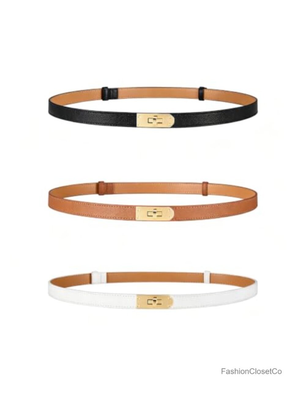 Skinny Leather Belt Adjustable Thin Waist Belt for Dresses Jeans